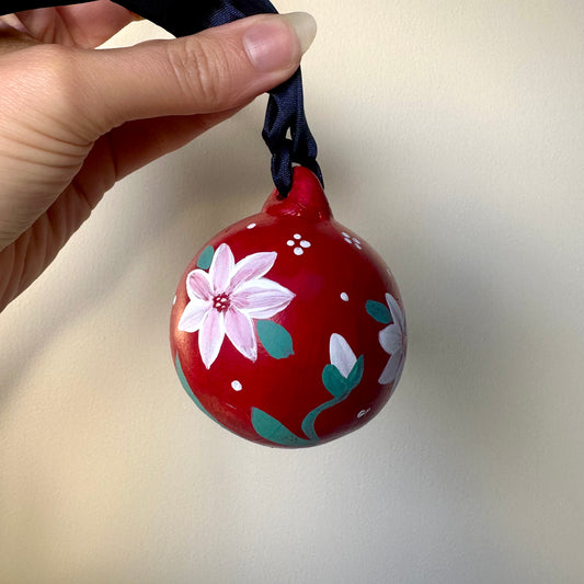 Festive Flowers Bauble - Red