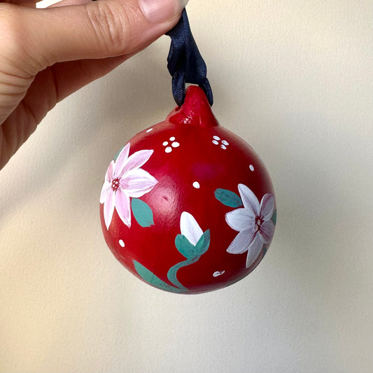 Festive Flowers Bauble - Red